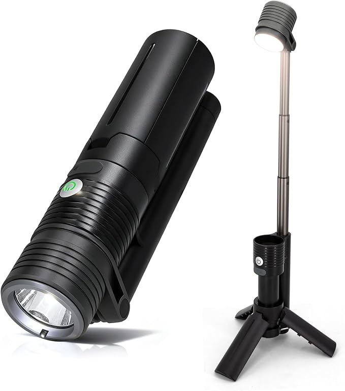 Telescopic Camping Light, Portable Rechargeable Camping Lantern, Outdoor Adventure Emergency Flashlight, Waterproof LED Camp Lamp with Magnetic (Black)