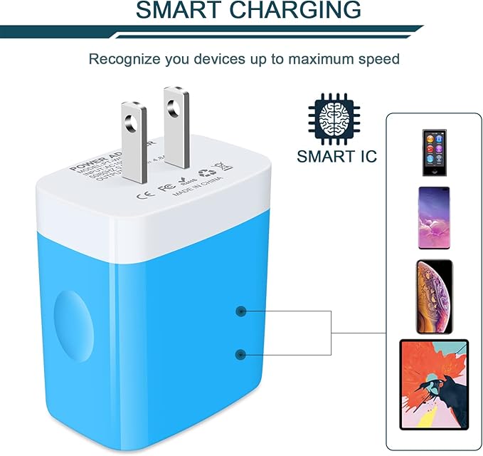 USB Wall Charger, Charging Block, AILKIN 2-Pack 4.8A/5V 4 Port USB Plug Power Travel Brick Adapter for iPhone, iPad, Samsung Galaxy, Moto, Kindle Fire, Headphones, Doorbell Android Phone Box Cube