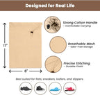 LFH Cotton Shoe Storage Bags with Drawstring, Dustproof Breathable Reusable Organizer, Perfect For Travel, Dorm, Hotel, College, Gym, Easy to Carry, 8"x17" (Pack of 2) - Natural Thanks Giving