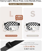 Pritent Fanny Packs for Women Cross Body Bag Waterproof Belt Bag with Adjustable Strap and Zipper Back Pocket Small Crossbody Bags Fashion Waist Packs for Workout Travelling(Checkered Black, Large)