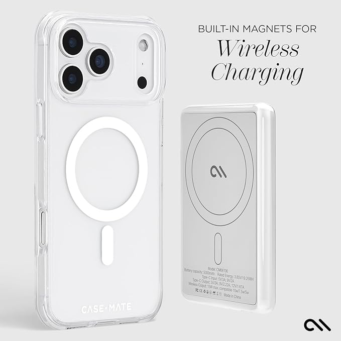 Case-Mate MagSafe Portable Charger Power Bank 5000mAh - iPhone Charger for Fast Charging - Qi Compatible Magnetic Wireless Battery Pack with USB-C Cable for All Phones - Slim Lightweight - Twinkle