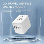 VYLEE Universal International Power Travel Plug Adapter, 5 in 1 European Travel Plug Adapter W/ 3.5A 2xUSB-A and 2xUSB C Wall Charger and Worldwide AC Outlet for Europe USA UK AUS Asia(White)