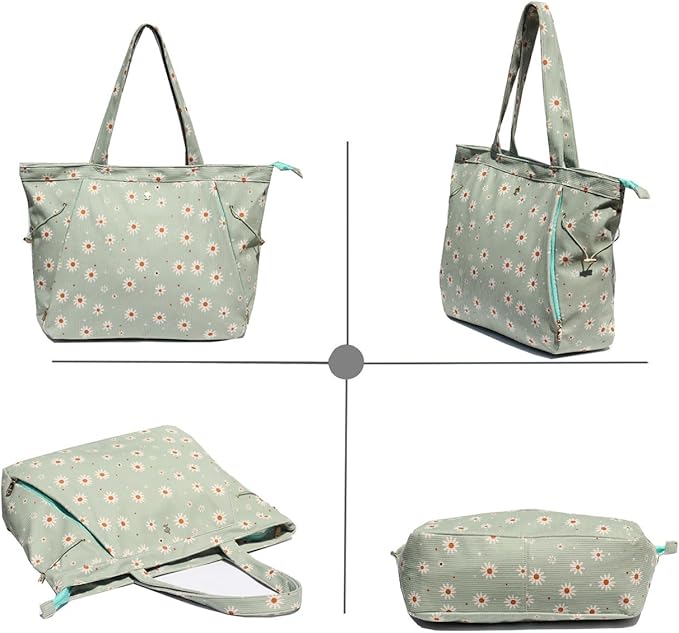 ESVAN Corduroy Yoga Tote Bag Gifts for Women Drawstring Yoga Mat Bag for Office Workout Travel Carryall Pilates Gym