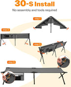 Sportneer Camping Cot, 78.3"x28.7"x14.6" Sturdy 6-Leg Foldable Guest Bed for Adults with Storage Bag & Side Pocket, Compact Portable Design 330 LBS Support