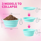 SLSON Collapsible Dog Bowl, 2Pack Macaron Color Pet Travel Bowls Silicone Foldable Water Feeder Dish for Small to Large Dogs Cat Walking Hiking Camping (Macaron Bright Pink and Bright Green, Small)