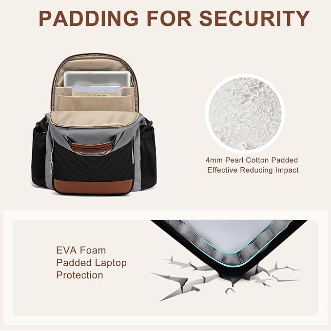 Focdod Laptop Backpack for Women Bookbag: 17 inch Work Backpacks with Pouch Pocket for Large Capacity Cup & USB Charger College Book Bag Travel Business Nurse Teacher Bookbags Anti-theft Back Pack