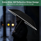 4-in-1 Inverted Travel Umbrella Compact, Automatic Large Umbrellas for Rain & Sun, Portable Windproof Umbrella for Backpack, Reverse Folding Umbrella for UV with Reflective Strips,Lightweight