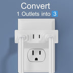 2 Prong Power Strip 3-Outlet Extender, 2-Prong to 2-Prong Triple Outlet Converter, Multi Plug Outlet Adapter, Wall Tap, Travel Essentials, Polarized, ETL Listed, for Home, Office, School