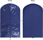 Univivi Kids Garment Bags for Dance Costumes 40 Inch Hanging Dance Costume Bag for Dance Competitions, with 3 Medium Clear Zipper Pockets for Dance Costumes, Closet Storage (Navy Blue) - 4 Pack