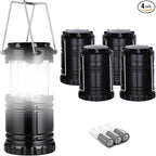 TAIHOM Camping Lantern, 4 Pack Battery Powered Flashlight for Power Outages, Portable Collapsible Hanging Light Essential for Home, Outdoor, Emergency Lamp Survival Kit Gear for Hurricane