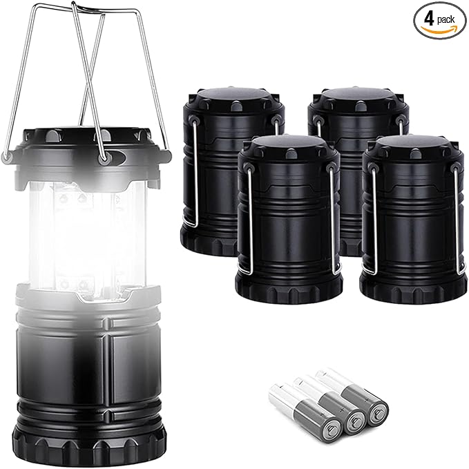 TAIHOM Camping Lantern, 4 Pack Battery Powered Flashlight for Power Outages, Portable Collapsible Hanging Light Essential for Home, Outdoor, Emergency Lamp Survival Kit Gear for Hurricane