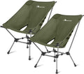 MOON LENCE Portable Camping Chair Plus, Larger & Roomier, Compact and Lightweight Still, Folding Chair for Backpacking & Hiking, 330Lbs Capacity (Moss Green-2pack)