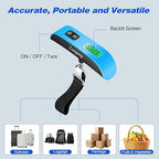 Digital Hanging Luggage Scale with Backlit for Travel, Portable Handheld Suitcase Weight Scale with Hook, 110 Pounds, Battery Included