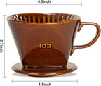 Pour Over Ceramic - Coffee Dripper Ceramic Coffee Maker with 3 Holes Flat Bottom, Porcelain Slow Filter Cone for Travel, Camping, Office, Home, Coffee Maker Brew, Brown