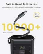 2026 FIFA Licensed 190W 20000mAh Power Bank for Laptop Portable Charger,3-Port USB-C Fast Charging Battery Pack with Built-in Retractable Cables for MacBook,Cell Phones,iPhone,Android,Samsung,Black