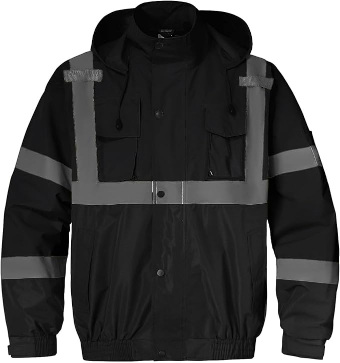 SKSAFETY Hi Vis Safety Rain Jacket for Men, Construction Work Rain Gear Heavy Duty Class 3 Rain Coat Waterproof Lightweight