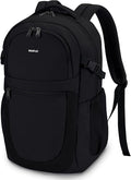 ECOHUB Travel Backpack for Men Women, 17.3 inch Suspended Laptop Backpack, Fashion Water-Resistant College Computer Bookbag, 28L Personal Item Bag with 12 Pockets for Causal, Work, Black