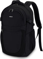 ECOHUB Travel Backpack for Men Women, 17.3 inch Suspended Laptop Backpack, Fashion Water-Resistant College Computer Bookbag, 28L Personal Item Bag with 12 Pockets for Causal, Work, Black