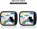 2 Pack Luggage Handle Wrap with Travel Tags - Non-Slip Protective Cover Soft Handle Grips Covers for Suitcase(Rainbow Cloud Cat)
