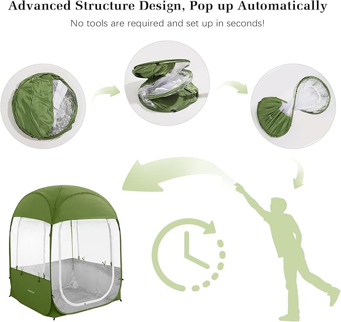 Raynesys Sports Tent, Portable & Foldable Pop Up Tents Shelter with Carry Bag, Instant Weather Proof Clear View Bubble Tent for Fishing, Camping, Watching Sports Events