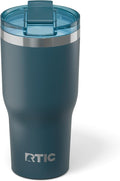 RTIC 30oz Essential Tumbler with Lid, Ceramic Lined, Insulated, Stainless Steel, Metal, Double Wall Vacuum-Insulation, Travel Cup for Iced Coffee, Tea, Hot and Cold Drink, Marine