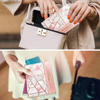 Passport Holder Cover,Traveling Passport Case Cute Passport Wallet for Women,Gold Pink Marble
