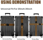 Luggage Straps for Suitcases TSA Approved-2 Pack Bright Personalized Luggage Belt Strap for Suitcase/Carry On Bag Luggage Accessories for Travel (Brown)