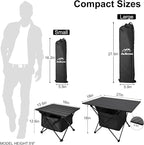 Foldable Camping Side Table, Ultralight Small Beach Table Aluminum, Portable Outdoor Table with Carry Bag and Storage for Picnic, Grill, Hiking, Fishing, Sand, Camping Essentials(L)