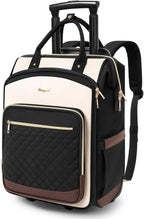 Rolling Backpack for Women, Travel Backpack with Wheels, Dual-Opening Wheeled Laptop Backpack, Stylish Rolling Laptop Bag, Overnight Underseat Carry on Luggage for College Business Work, Beige Brown