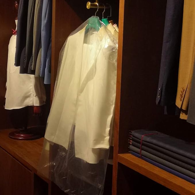 30 Pack Clear Plastic Clothes Covers 35.4inch Dry Cleaning Hanging Dust Proof Garment Bags for Home Storage Clothing Stores & Dry Cleaners.