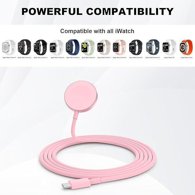 USB C Apple Watch Charger,[MFi Certified] iPhone Fast Magnetic iWatch Charger 6ft USB C Charging Cable Cord Long and Type C Wall Charger Block for Apple Watch Series 11/10/9/Ultra/8/7/SE/SE2/6/5/4/3/2