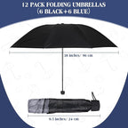 Hillban Set of 12 Windproof Travel Umbrellas Bulk Portable Folding Compact Umbrella for Rain Sun for Wind Backpack Men Women