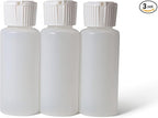 Translucent Squeeze Plastic Bottles with Flip Top Caps, 2 oz TSA Approved, Set of 3, Chemical Resistant, FDA Compliant. Safe for Premium Costmetic, Shampoo, Conditioner and DIY projects.
