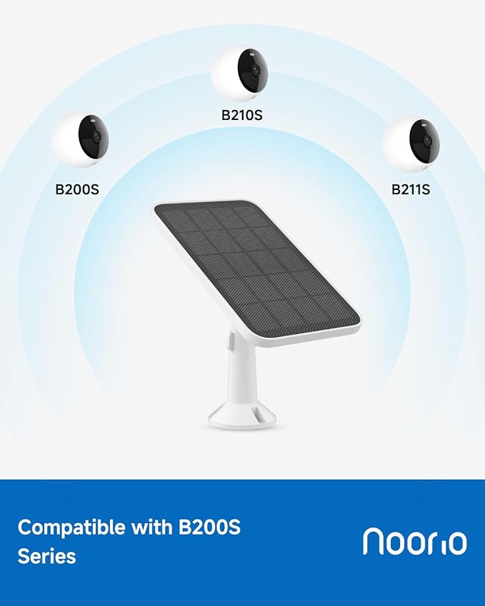 Noorio Solar Panel 3W for Security Camera Outdoor, Solar Charger for Security Camera Outdoor Wireless, Portable Outdoor Charger with 10ft Extension Cable