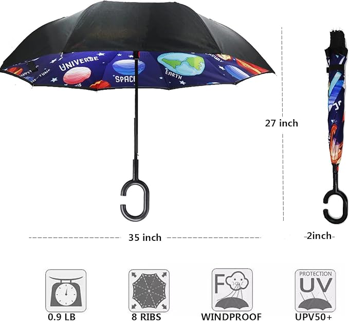 MRTLLOA 40/49/56 Inch Oversize Windproof Inverted Reverse Upside Down Umbrella, Golf Size Rain Umbrella, Double Layer, C-Shaped Handle for Men, Women and Kids