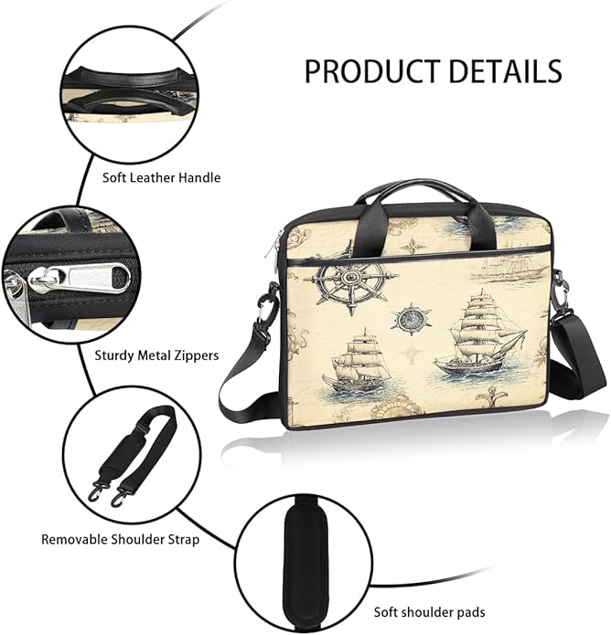 Laptop Shoulder Bag for Women Men, Waterproof Computer Case Messenger Bag Briefcase for Business Office Travel