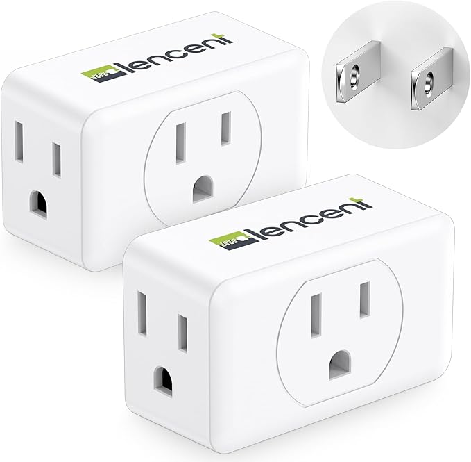 LENCENT 2 Prong to 3 Prong Outlet Adapter,Wall Plug Extender,Multiple Outlet Wall Plug with 3 AC Outlets,Non-Grounded Outlets Expander for Japan Travel Kitchen Office Bathroom Older House,2 Pack