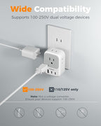 TESSAN US to Japan Plug Adapter 2 Pack,2 Prong to 3 Prong Outlet Adapter with 4 Outlets and 3 USB (2 USB-C), Power Adaptor US to Japan China Mexico Philippines Canada Peru Thailand Vietnam