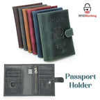 CONTACTS Full Grain Leather Passport Holder with Airtag Slot RFID Blocking Passport Wallet for Men Travel Passport Cover with SIM Card Removal Tool (Badge, Gray)