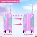 Cute Butterfly Kids Suitcase 2PC Set with 360° Spinner Wheels, Lightweight Travel Carry-On Hardshell Luggage for Girls, Toddler & Elementary Children