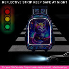 Kids Suitcases for Girls, Cute Cat Luggage Rolling with Wheels, kids carry on luggage for Children Toddler Elementary(Black)