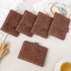 Passport Holder Wallet Cover Personalized Letter A-Z Travel Wallet RFID Blocking Passport Cover Wallet Case for Travel Passport Book Holders for Women and Men, Brown-D
