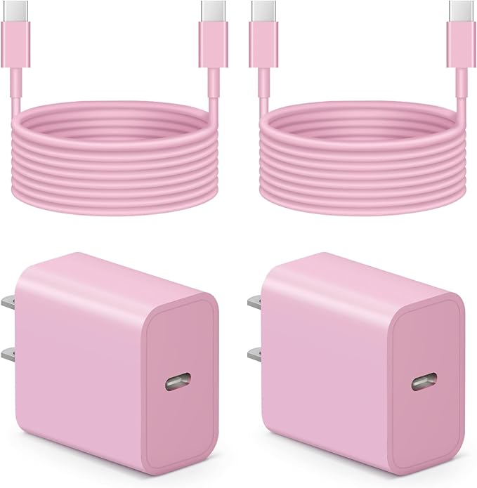 iPhone 17 16 15 Charger Fast Charging 6FT - 20W USB C Charger Block with 6FT Type C to C Cable Compatible with iPhone 17/17 Pro/17 Pro Max/Air/16/16e/15, iPad Pro, iPad Air (Pink)