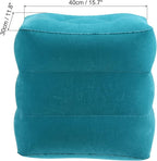 PATIKIL Travel Foot Rest Pillow, Inflatable Foot Rest Mat Adjustable 3 Layers Height Sleep Flights Leg Pillow for Airplane Train Office, Teal Blue