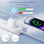 Ximytec USB C Fast Charger [MFi-Certified] Compatible with iPhone 14/13/ 12/11/ XS/XR/X/ 8 /iPad, 2Pack PD Type C Charger Blocks with 3FT Type-C to Lightning Cables