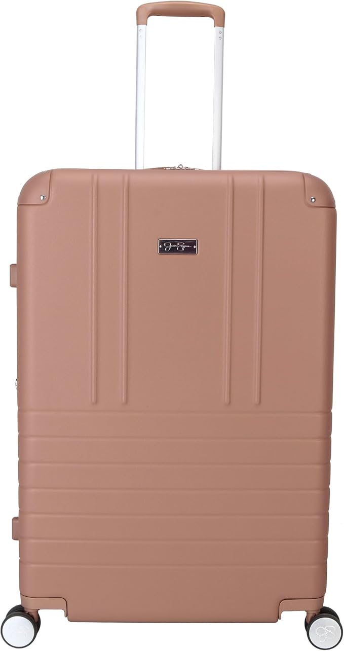 Jessica Simpson Countryside 2-Piece Set (21" & 30") Expandable 8-Wheel Spinner Large Checked Luggage Suitcase, Mocha Mousse