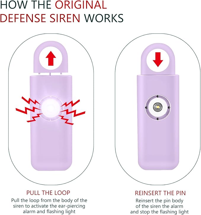 Thopeb– Personal Safety Alarm for Women–135dB Siren, Strobe Light and Rechargeable - Safety Alarm Keychain for Women (Purple)