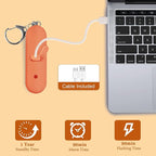 Personal Safety Alarm - Waterproof Rechargeable Security Alarm - 140dB Extra Loud Siren & Strobe Light - Self Defense Keychain - Gift for Women, Teenagers, College Girls, Seniors (Orange)