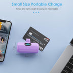[2 Pack] Small Portable Charger for iPhone,Upgraded 5000mAh PD Fast Charging Power Bank, LCD Display Cute Mini Battery Pack Compatible with iPhone 14/14 Pro Max/13/13 Pro/12 Pro/11/XR/X/8,Black+Purple