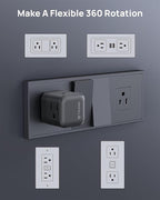 TROND Multi Plug Outlet Extender 2 Pack, 3 Way Outlet Splitter with 360 Rotating Plug, Turn One into Multiple Sideways Adapter, A Black Charging Station for Home Office with Dark Wall Decor